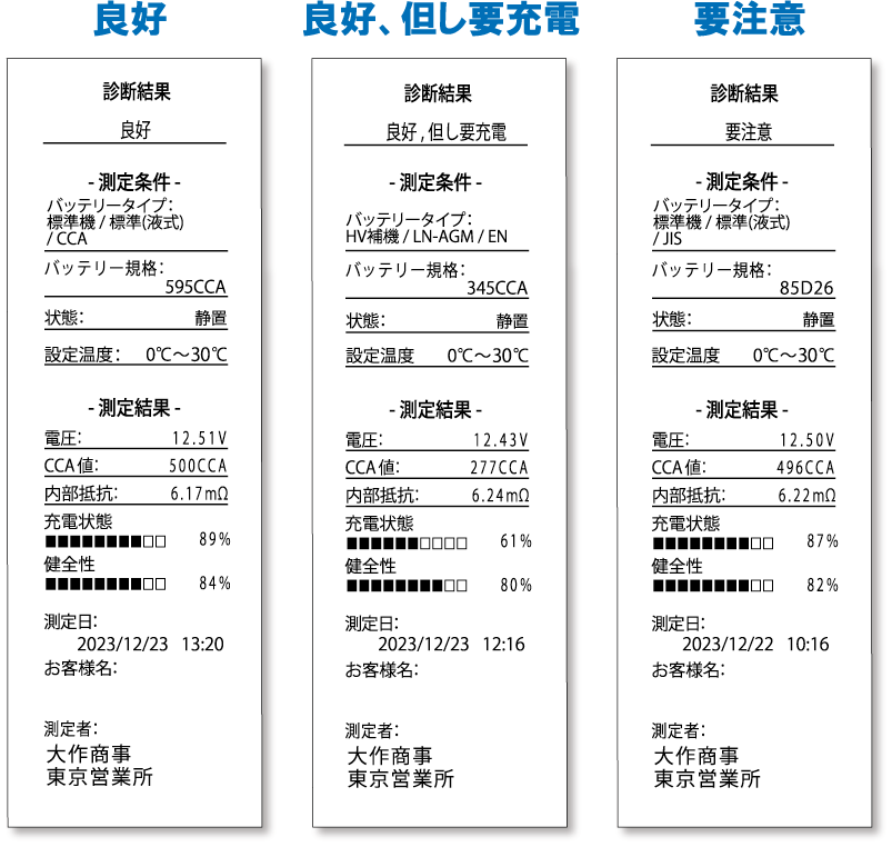 バッテリーテスト結果プリントアウトDS7